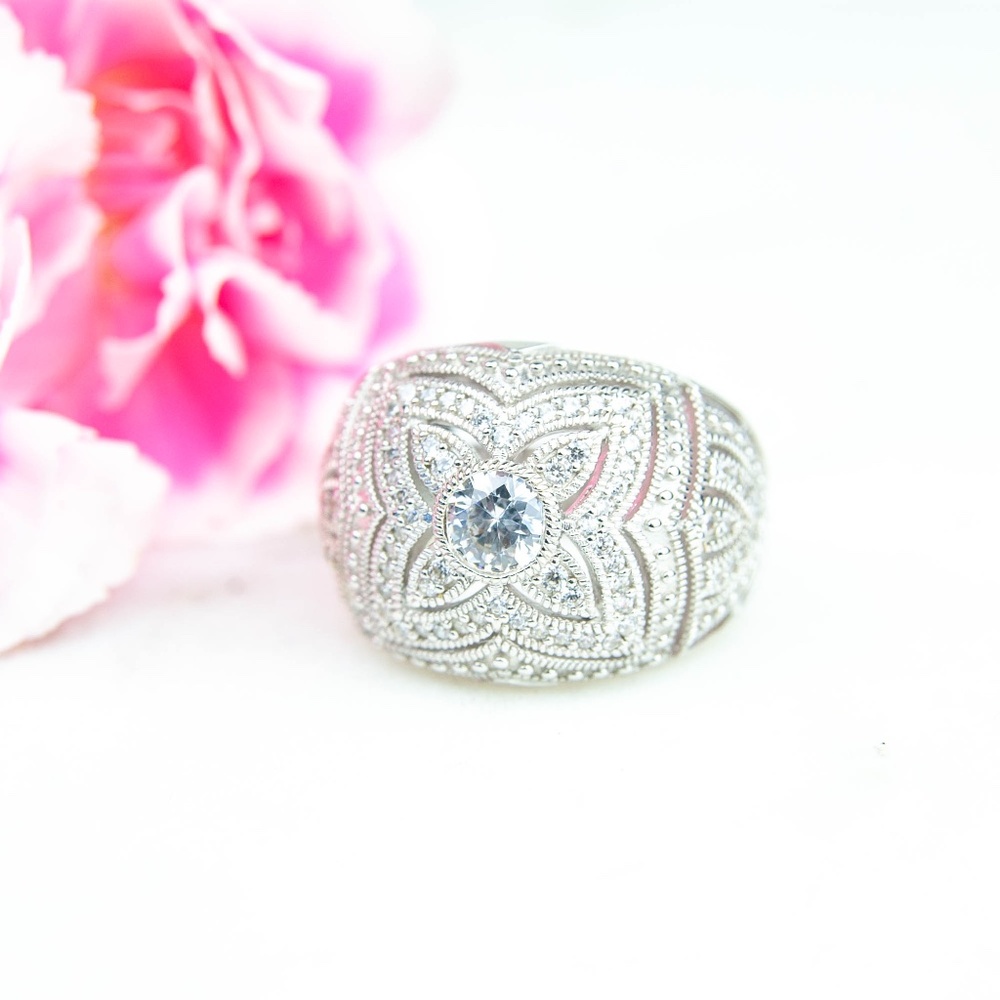 Sterling Silver Cubic Zirconia Cocktail Ring